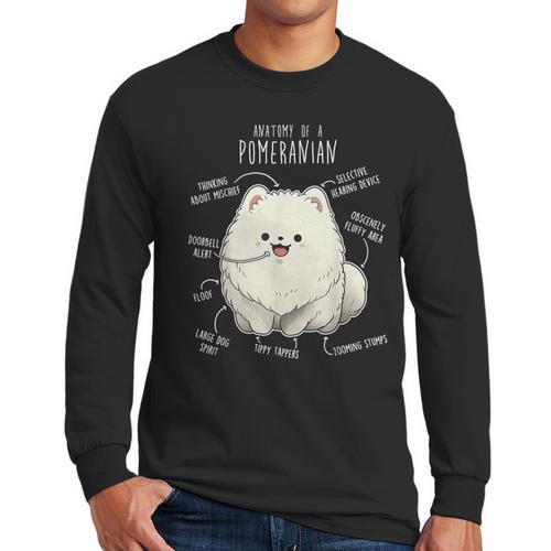 Pomeranian Anatomy Cute Pet Pom Mom Dog Dad For Men Women Girls Kids Men Long Sleeve T-Shirt - Father's Day Fun