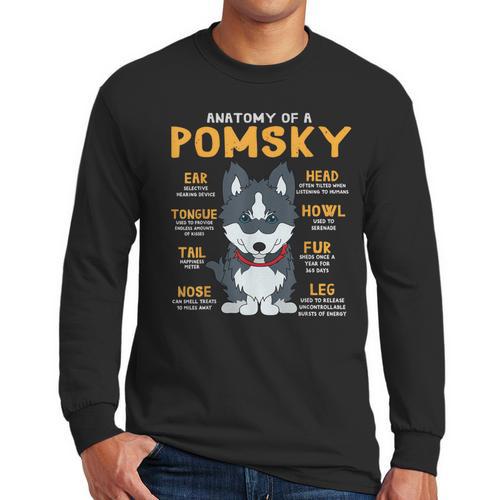 Pomsky Anatomy Dog Mom Dad Men Long Sleeve T-Shirt - Father's Day Fun