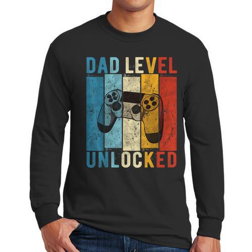 Pregnancy Announcement Dad Level Unlocked New Daddy Father Men Long Sleeve T-Shirt - Father's Day Fun