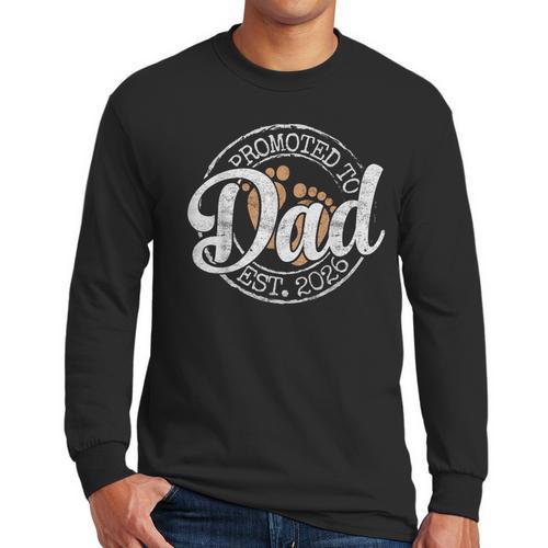 Promoted To Dad Est 2026 Stamp First Time Daddy To Be Men Long Sleeve T-Shirt - Father's Day Fun