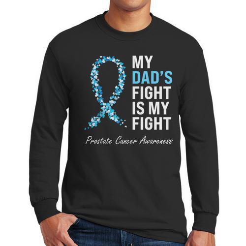 Prostate Cancer Awareness Light Blue Ribbon Dad Survivor Men Long Sleeve T-Shirt - Father's Day Fun