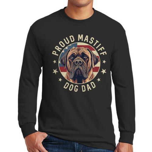 Proud Mastiff Dad American Flag Patriotic Mastiff Dad Men Long Sleeve T-Shirt - Father's Day Fun