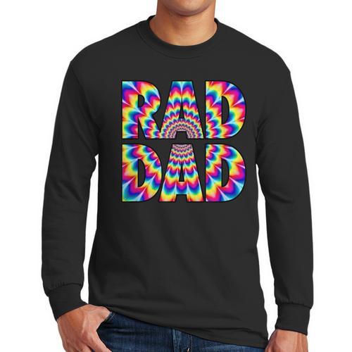 Rad Dad Trippy Hippie Tie-Dye Rainbow 70s Vibes Novelty Men Long Sleeve T-Shirt - Father's Day Fun