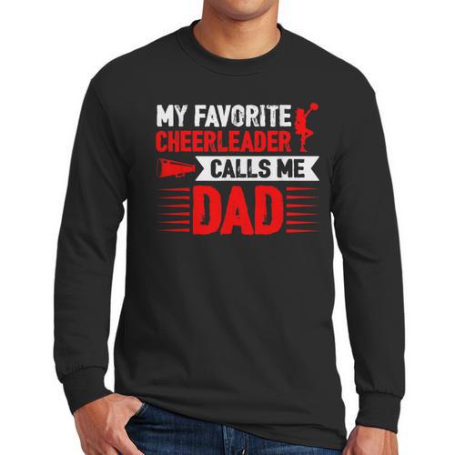 Red Cheer Dad Family Father Cheerleader Squad Men Long Sleeve T-Shirt - Father's Day Fun