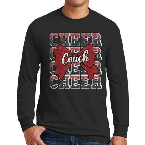 Red Sport Loud Proud Cheer Coach Dad Father's Day Men Long Sleeve T-Shirt - Father's Day Fun