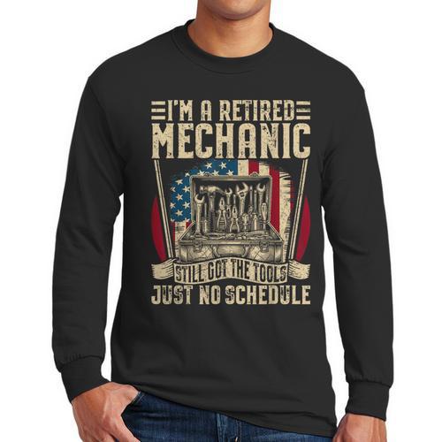 Retired Car Mechanic Tool Retirement Dad Grandpa Men Men Long Sleeve T-Shirt - Father's Day Fun