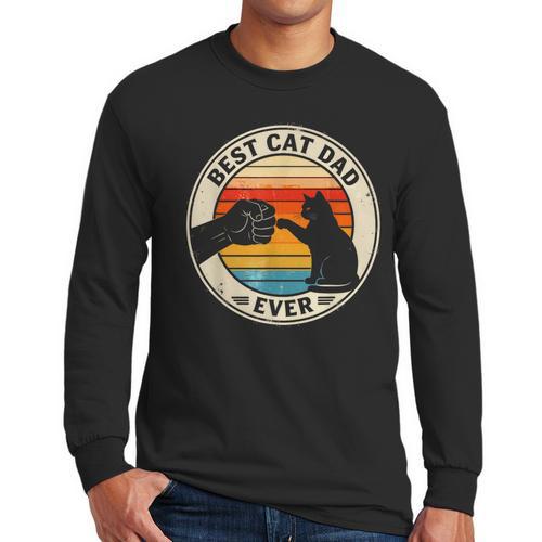 Retro Cat Dad Ever Cats Lovers For Men Women And Kids Men Long Sleeve T-Shirt - Father's Day Fun