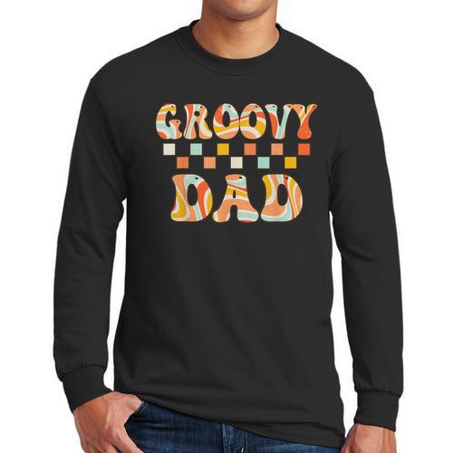 Retro Groovy Dad Matching Family 1st Birthday Party Men Long Sleeve T-Shirt - Father's Day Fun