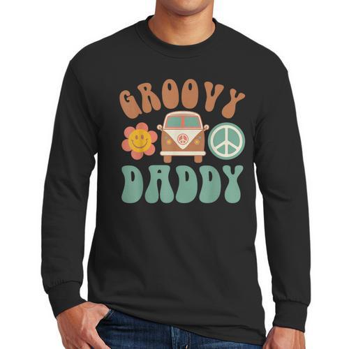 Retro Groovy Daddy Matching Family Birthday Party Men Long Sleeve T-Shirt - Father's Day Fun