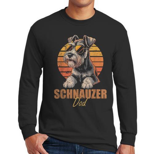 Retro Miniature Schnauzer Dad Vintage Dog Lovers Men Long Sleeve T-Shirt - Father's Day Fun