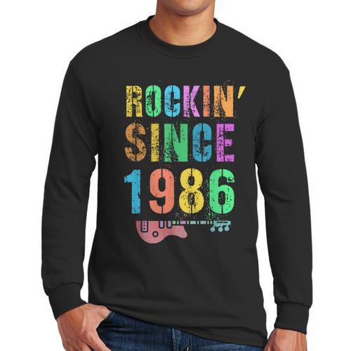 Rockin' Since 1986 Vintage Rockstar 40th Birthday Mom Dad 40 Men Long Sleeve T-Shirt - Father's Day Fun