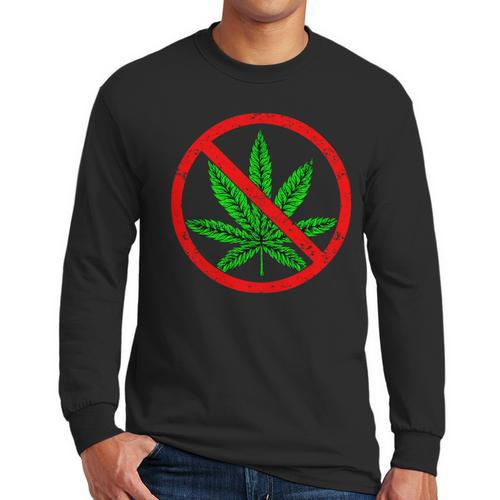 Say No Cannabis Anti-Marijuana Retro Weed Parent Dad Mom Men Long Sleeve T-Shirt - Father's Day Fun