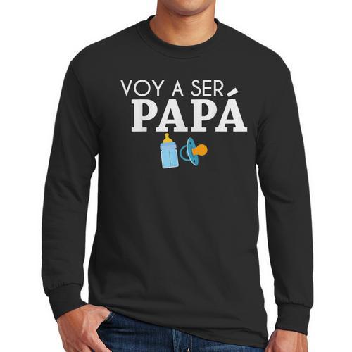 Ser Papa Voy Hacer Papa Voy A Ser Papa Dad To Be In Spanish Men Long Sleeve T-Shirt - Father's Day Fun