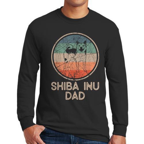 Shiba Inu Dog Vintage Shiba Inu Dad Men Women Men Long Sleeve T-Shirt - Father's Day Fun