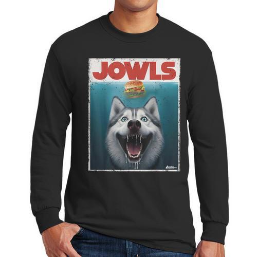Siberian Husky Jowls Sled Dog Mom Top Alaskan Dog Dad Men Long Sleeve T-Shirt - Father's Day Fun