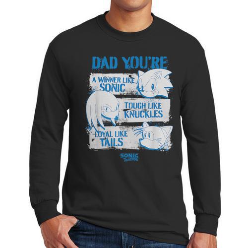 Sonic The Hedgehog Father's Day Dad Qualities Distressed Men Long Sleeve T-Shirt - Father's Day Fun