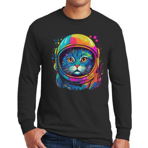 Space Cat Mom Cat Dad Men Women Kids Astronaut Space Men Long Sleeve T-Shirt - Father's Day Fun
