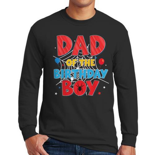 Spider Web Family Matching Dad Of The Birthday Boy Men Long Sleeve T-Shirt - Father's Day Fun