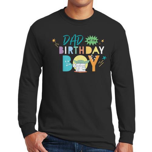 Star Wars Grogu Mandalorian Toon Dad Of The Birthday Boy Men Long Sleeve T-Shirt - Father's Day Fun