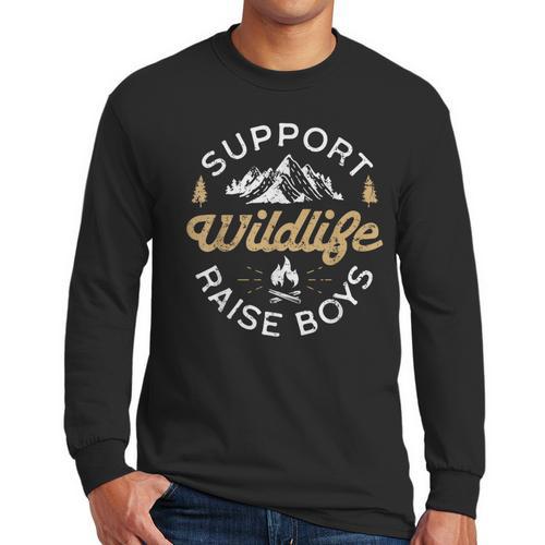Support Wildlife Raise Boys Parent Mom & Dad Men Long Sleeve T-Shirt - Father's Day Fun
