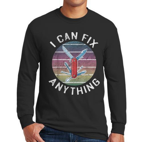 Swiss Army Knife DIY Dad Fathers Day Fix Anything Handyman Men Long Sleeve T-Shirt - Father's Day Fun