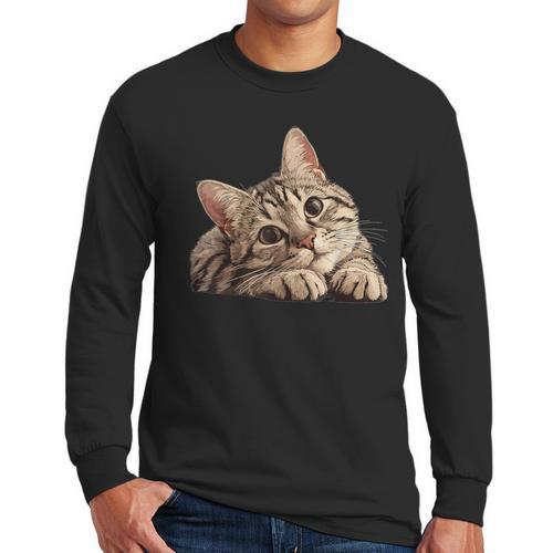 Tabby Cat Mom Dad Pet Shop Tabby Cats Kitten Tabby Cat Men Long Sleeve T-Shirt - Father's Day Fun
