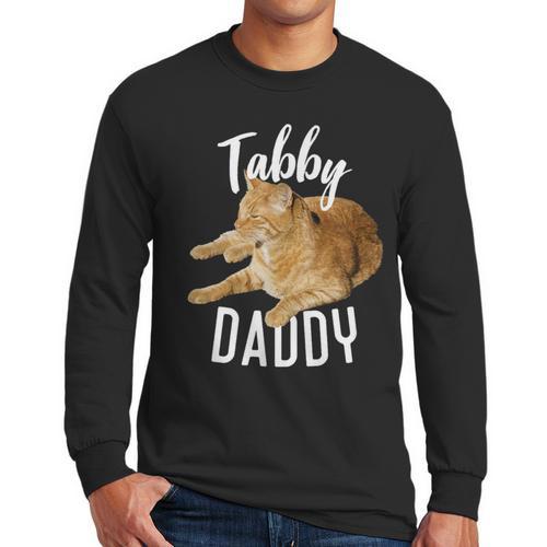 Tabby Daddy Cat Lover Saying Graphic Men Long Sleeve T-Shirt - Father's Day Fun