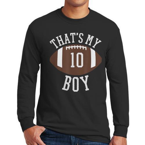 That's My Boy 10 Football Number 10 Jersey Football Mom Dad Men Long Sleeve T-Shirt - Father's Day Fun