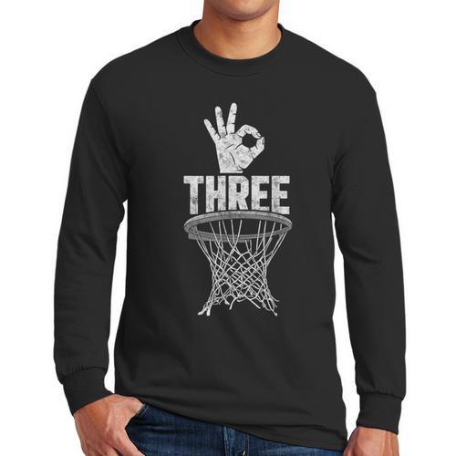 Three Points Throw Basketball Player Fan Dad Joke Tee Men Long Sleeve T-Shirt - Father's Day Fun