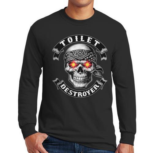 Toilet Destroyer Poop Jokes Dad Humor Poop Diarrhea Men Long Sleeve T-Shirt - Father's Day Fun