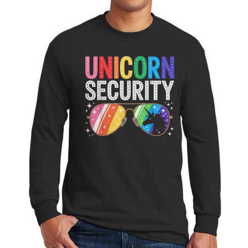 Unicorn Security Birthday Family Halloween Costume Mom Dad Men Long Sleeve T-Shirt - Father's Day Fun
