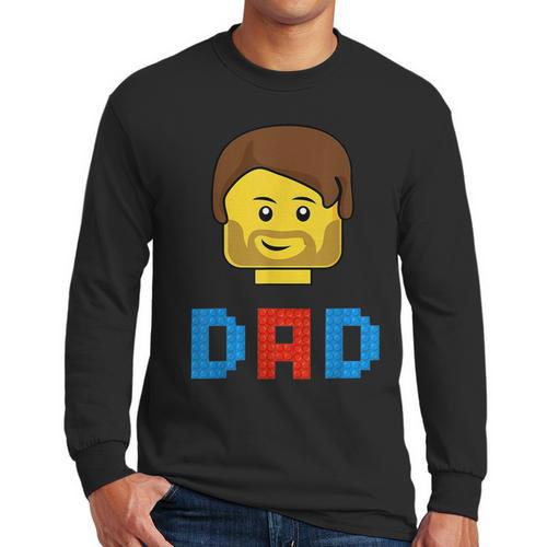 Unique Family Dad Master Builder Building Bricks Blocks Men Long Sleeve T-Shirt - Father's Day Fun
