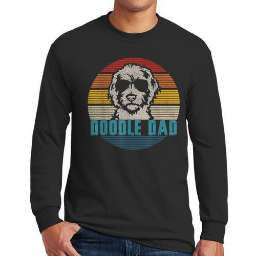 Vintage Best Doodle Dad Ever Father's Day Golden Doodle Men Long Sleeve T-Shirt - Father's Day Fun