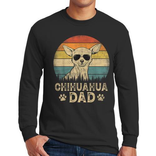 Vintage Chihuahua Dad Dog Lovers Father's Day Tee Men Long Sleeve T-Shirt - Father's Day Fun