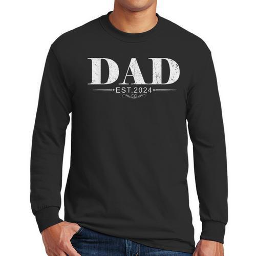 Vintage First Time Dad Est 2024 Promoted Father's Day Men Long Sleeve T-Shirt - Father's Day Fun