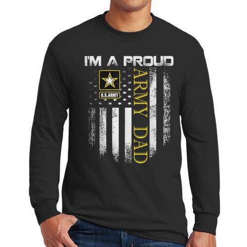Vintage I'm A Proud Army Dad With American Flag Men Long Sleeve T-Shirt - Father's Day Fun