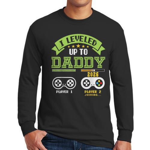 Vintage Leveling Up To Daddy 2026 Soon To Be Dad 2026 Men Long Sleeve T-Shirt - Father's Day Fun