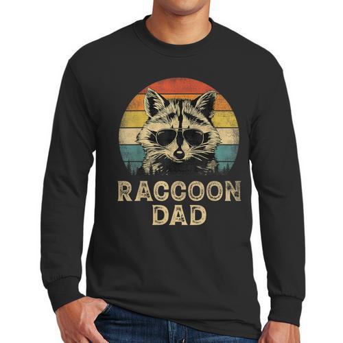 Vintage Raccoon Dad Raccoon Lovers Daddy Father's Day Men Long Sleeve T-Shirt - Father's Day Fun