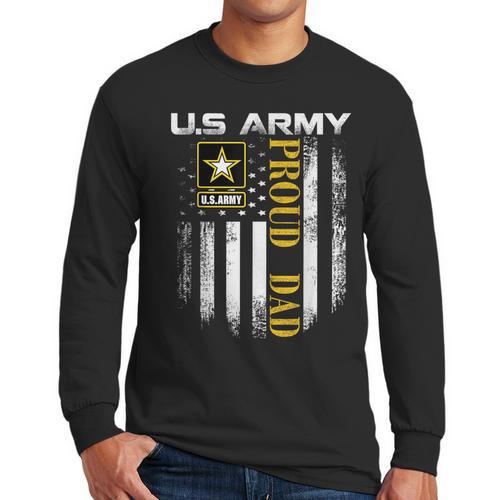 Vintage US Army Proud Dad With American Flag Men Long Sleeve T-Shirt - Father's Day Fun