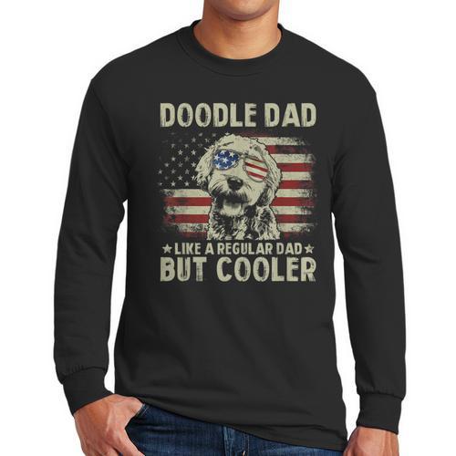 Vintage USA Flag Goldendoodle Doodle Dad Fathers Day Men Men Long Sleeve T-Shirt - Father's Day Fun