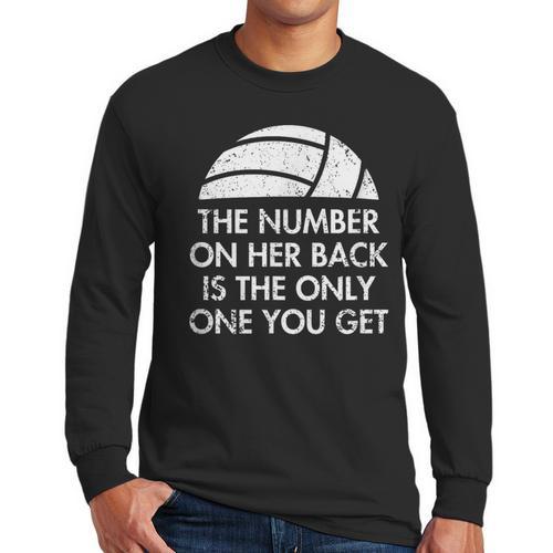 Volleyball Dad MoM Daughter Back Number Men Long Sleeve T-Shirt - Father's Day Fun