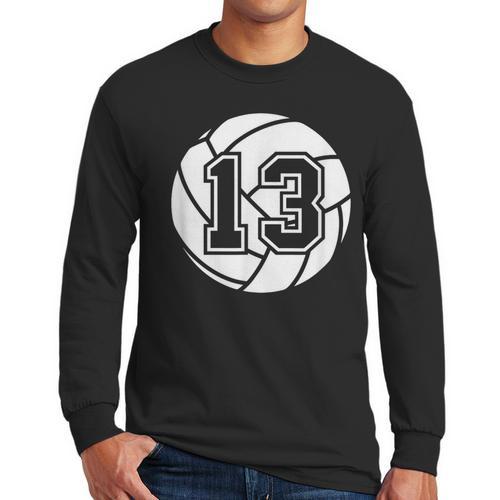 Volleyball Player 13 Volleyball Mom Dad Jersey Number 13 Men Long Sleeve T-Shirt - Father's Day Fun