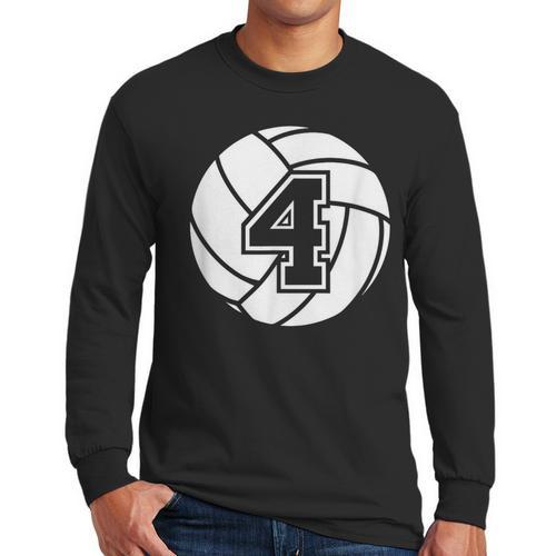 Volleyball Player 4 Volleyball Mom Dad Jersey Number 4 Men Long Sleeve T-Shirt - Father's Day Fun