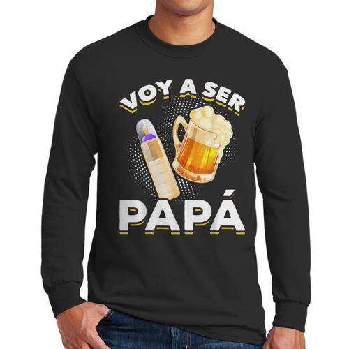 Voy Hacer Papa Ser Papa Voy A Ser Papa Dad To Be In Spanish Men Long Sleeve T-Shirt - Father's Day Fun