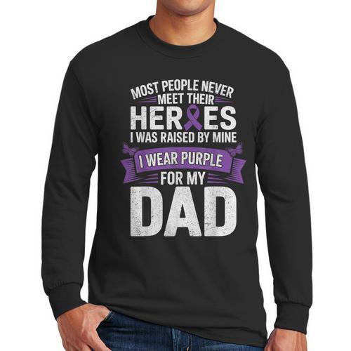 I Wear Purple For My Dad Pancreatic Cancer Support Men Long Sleeve T-Shirt - Father's Day Fun