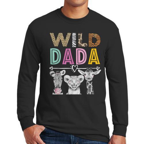 Wild Dada Zoo Theme Birthday Safari Jungle Matching Party Men Long Sleeve T-Shirt - Father's Day Fun