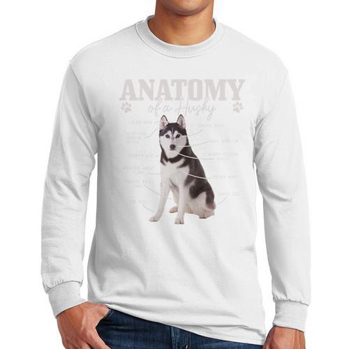 Anatomy Of A Siberian Husky Cute Dog Husky Mom Dad Men Long Sleeve T-Shirt - Father's Day Fun