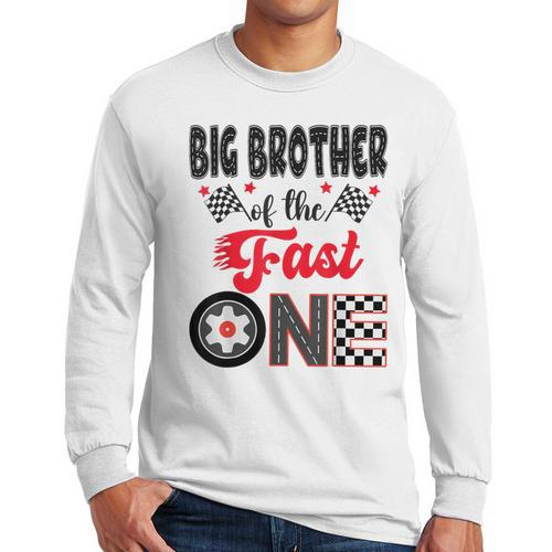 Big Brother Of The Fast One Car Racing Dad 1St Birthday Boy Men Long Sleeve T-Shirt - Father's Day Fun