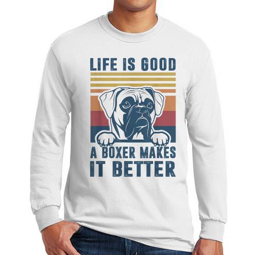Boxer Dog For Men Women Boxer Dog Dad Mom Small Men Long Sleeve T-Shirt - Father's Day Fun