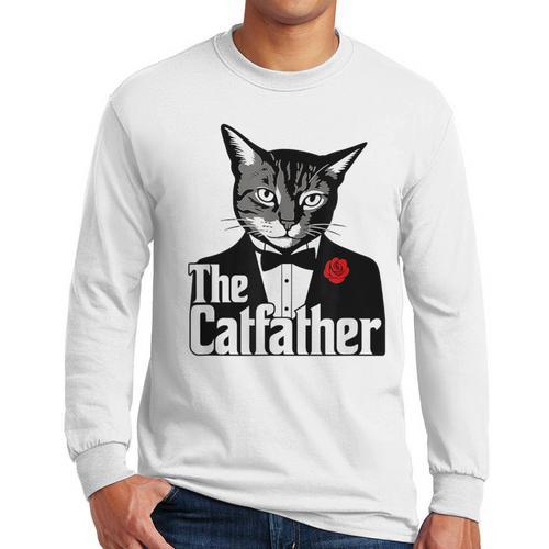 The Cat Father Cool Cat Dad Cat Lovers Men Long Sleeve T-Shirt - Father's Day Fun